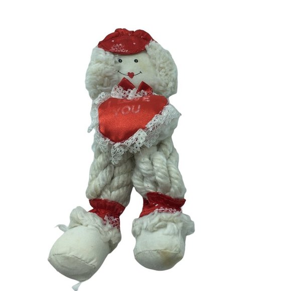 Mop Doll Plush Stuffed Toy I LOVE YOU heart Red Satin Hat Heart Ankle 6.5" RARE - Picture 1 of 3